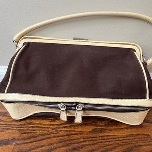 Prada canvas and leather shoulder bag.